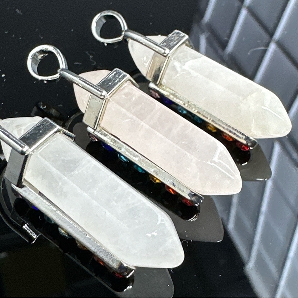 Rose Quartz Tibet Silver Pendant (Silver Plated) - Picture 7 of 16